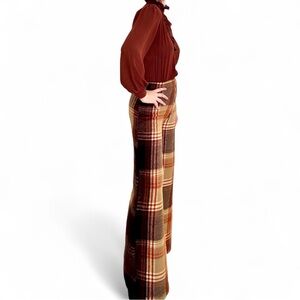 Vintage Wool Plaid Wide-Leg Trousers